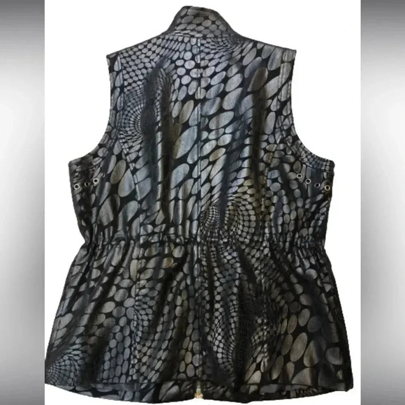 Erin london Black Womens Textured Vest  Zipper Style Adjustable Cinched Waist - Picture 4 of 8